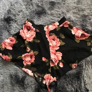 flowy floral shorts